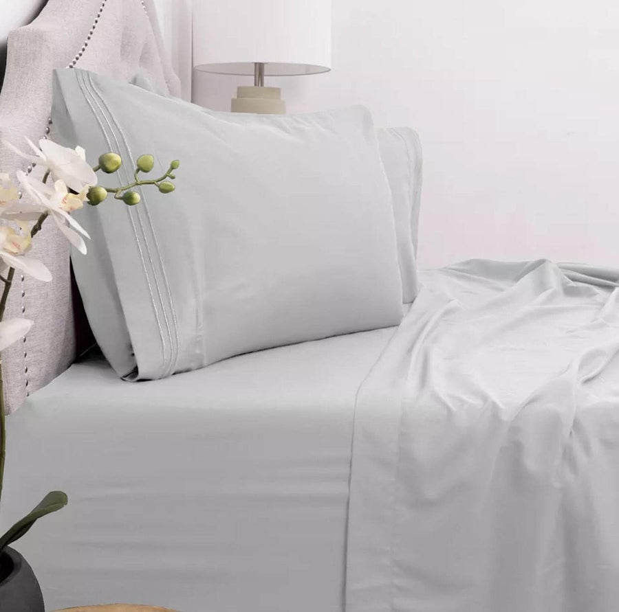 4 Piece Brushed Microfiber 1800 Bedding Bed Sheets Set (Queen, Silver Grey)