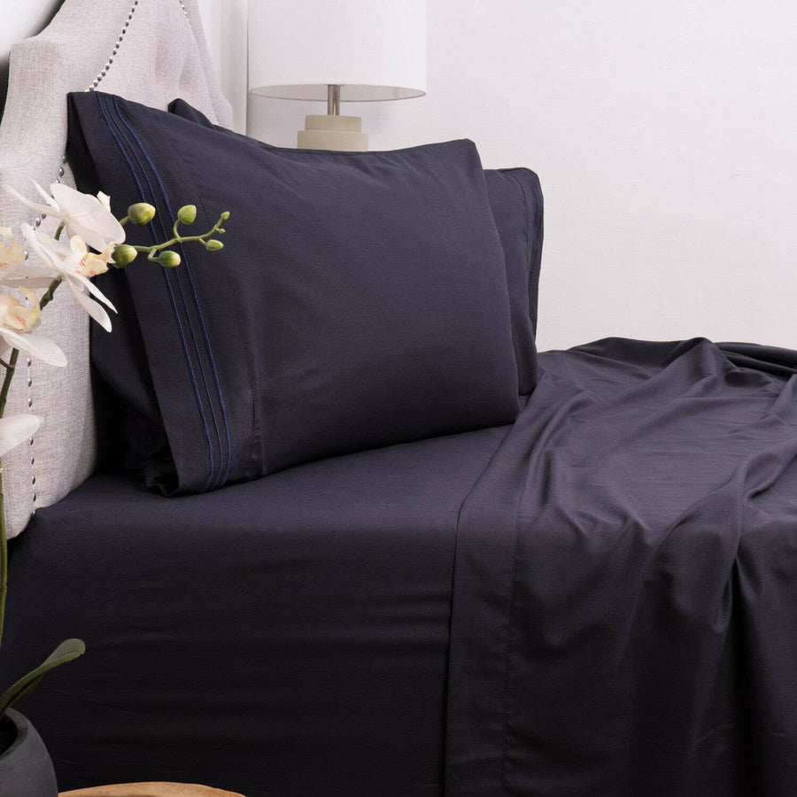 4 Piece Brushed Microfiber 1800 Bedding Bed Sheets Set (Twin, Blue)