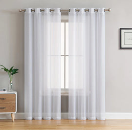 Victoria Semi-Sheer 2-set Grommet Curtain Panels - White, 54" x 95"