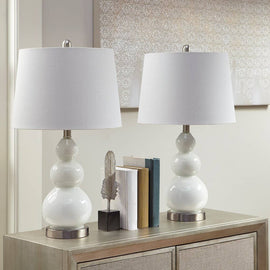 White Glass Base Table Lamps
