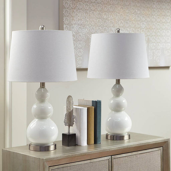 White Glass Base Table Lamps