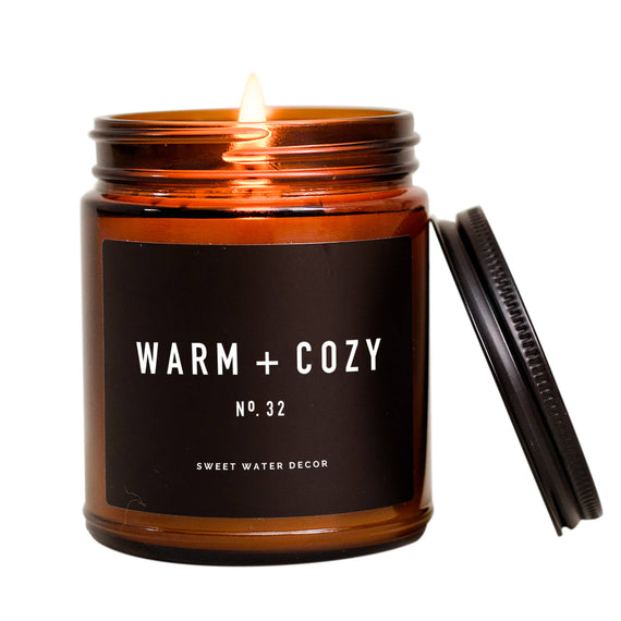 Warm and Cozy Soy Candle Amber Jar 9oz